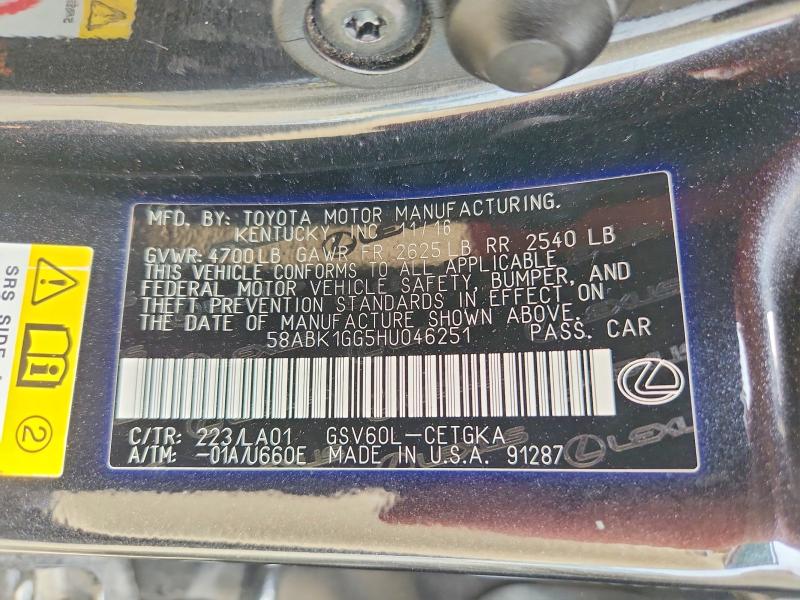 Продажа на аукционе авто 2017 Lexus Es, vin: 58ABK1GG5HU046251, номер лота: 68672646