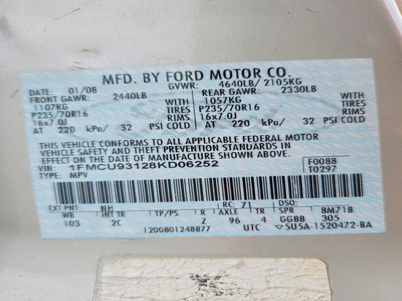 68707736 :رقم المزاد ، 1FMCU93128KD06252 vin ، 2008 Ford Escape مزاد بيع