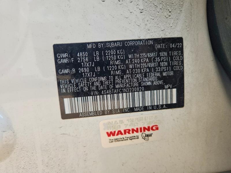 Aukcja sprzedaży 2022 Subaru Outback, vin: 4S4BTAFC1N3230820, numer aukcji: 67544166