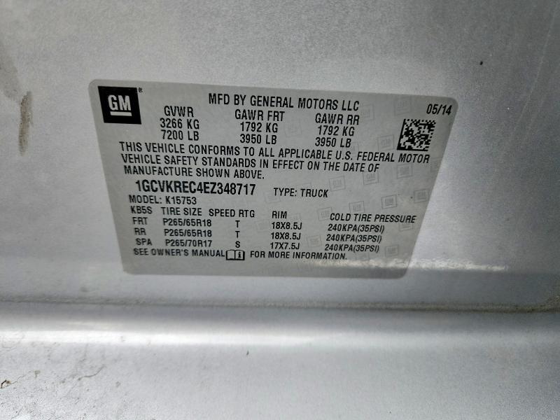 70110416 :رقم المزاد ، 1GCVKREC4EZ348717 vin ، 2014 Chevrolet Silverado مزاد بيع