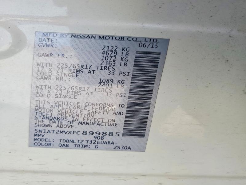 Продажа на аукционе авто 2015 Nissan Rogue, vin: 5N1AT2MVXFC899885, номер лота: 68612466
