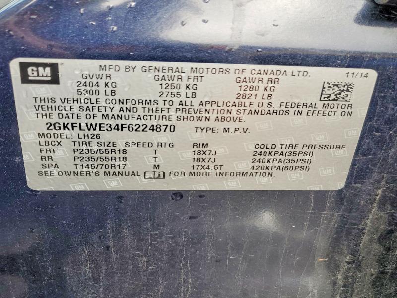 Auction sale of the 2015 Gmc Terrain, vin: 2GKFLWE34F6224870, lot number: 69828626