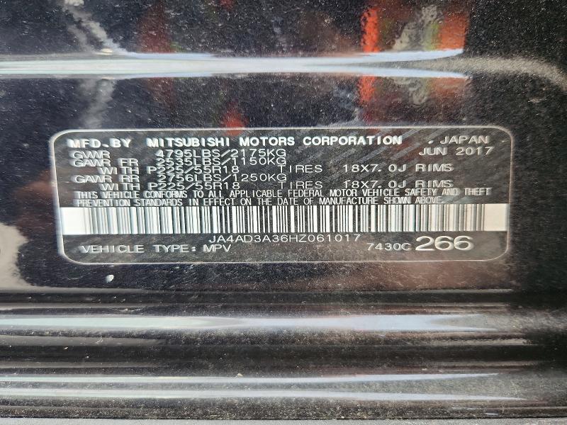 2017 Mitsubishi Outlander მანქანა იყიდება აუქციონზე, vin: JA4AD3A36HZ061017, აუქციონის ნომერი: 69701366