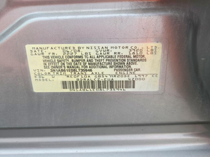 68748246 :رقم المزاد ، 3N1AB61E08L735946 vin ، 2008 Nissan Sentra مزاد بيع