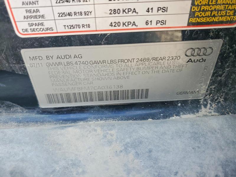 2012 Audi A3 მანქანა იყიდება აუქციონზე, vin: WAUMFBFM7CA036138, აუქციონის ნომერი: 67920996
