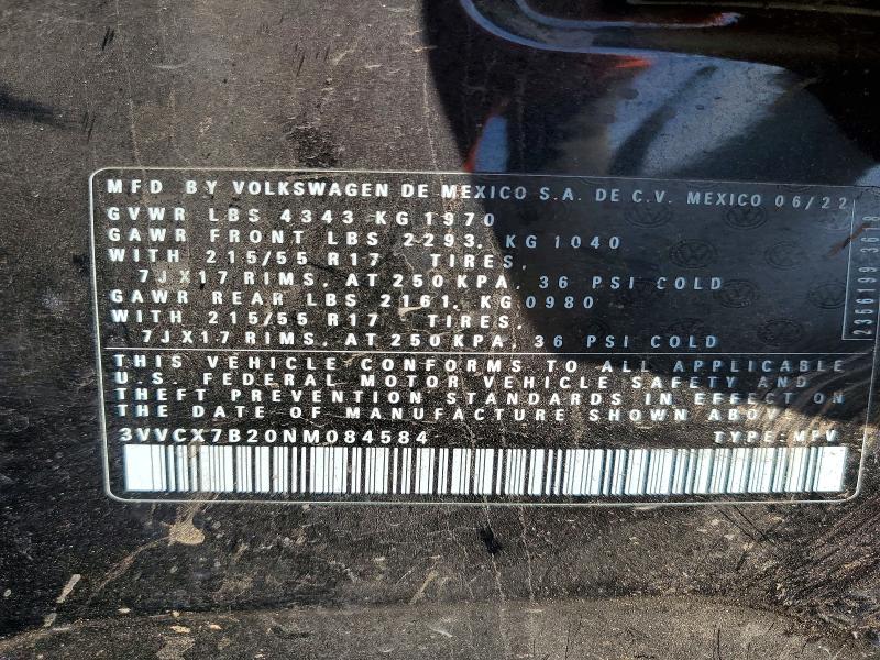Продажа на аукционе авто 2022 Volkswagen Taos, vin: 3VVCX7B20NM084584, номер лота: 68575496