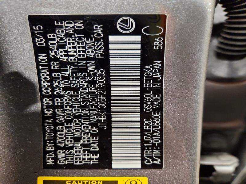 69297086 :رقم المزاد ، JTHBK1GG5F2190305 vin ، 2015 Lexus Es مزاد بيع