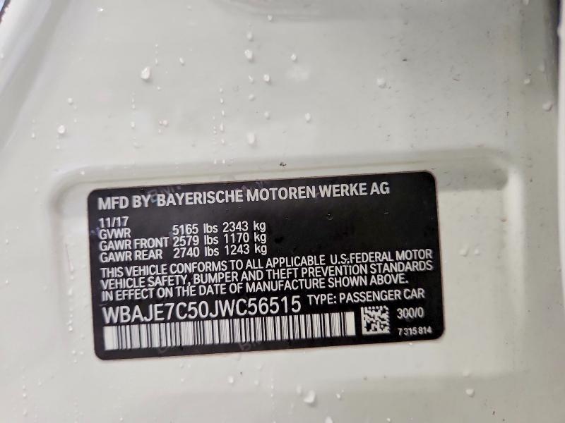Продаж на аукціоні авто 2018 Bmw 540, vin: WBAJE7C50JWC56515, номер лоту: 70522696