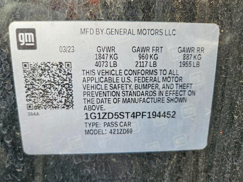Продажа на аукционе авто 2023 Chevrolet Malibu, vin: 1G1ZD5ST4PF194452, номер лота: 70084706