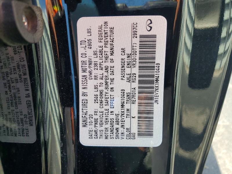 Auction sale of the 2021 Infiniti Q60, vin: JN1EV7KK1MM410449, lot number: 69154296