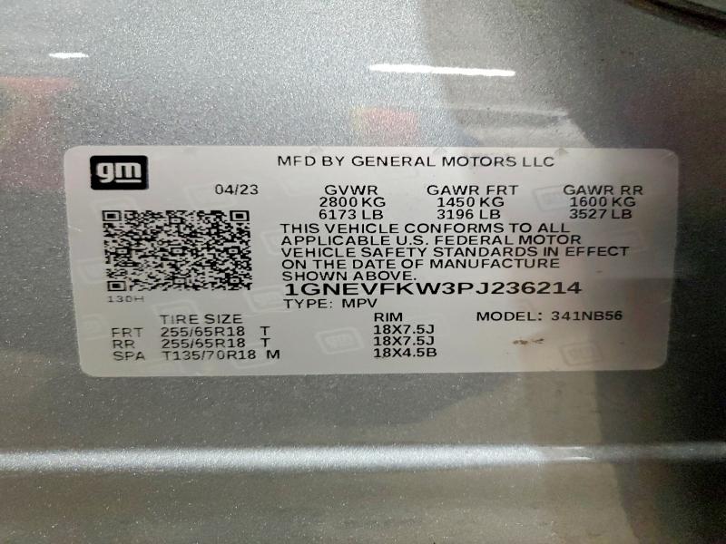 Aukcja sprzedaży 2023 Chevrolet Traverse, vin: 1GNEVFKW3PJ236214, numer aukcji: 71146466