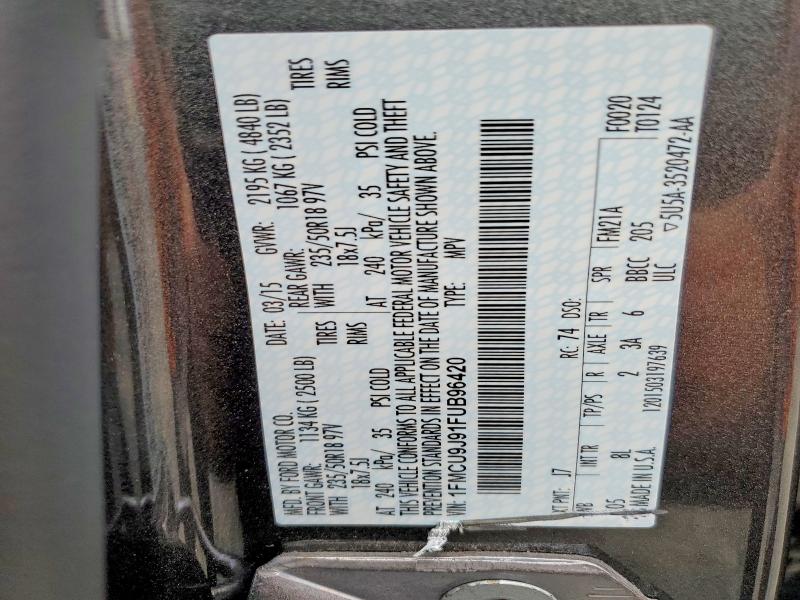 Auction sale of the 2015 Ford Escape, vin: 1FMCU9J91FUB96420, lot number: 66763546