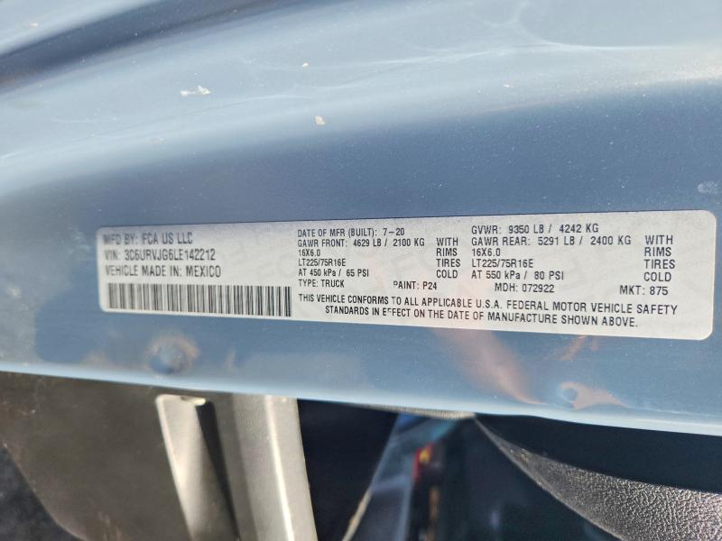 Aukcja sprzedaży 2020 Ram Promaster 3500, vin: 3C6URVJG6LE142212, numer aukcji: 65958046