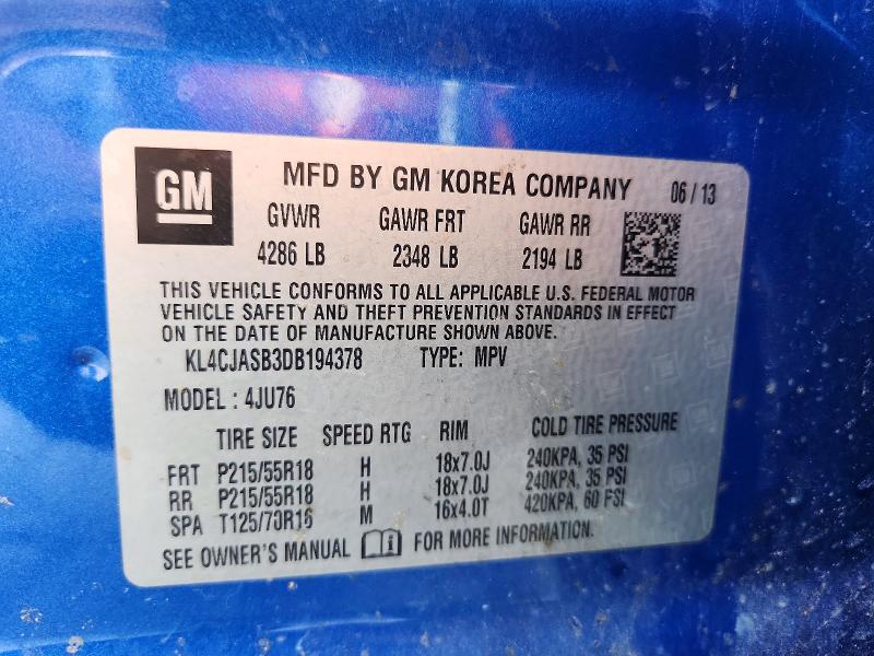 Продажа на аукционе авто 2013 Buick Encore, vin: KL4CJASB3DB194378, номер лота: 69961606