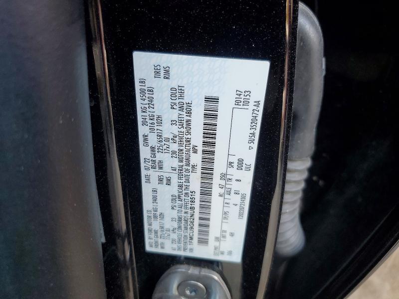 2022 Ford Escape მანქანა იყიდება აუქციონზე, vin: 1FMCU9G62NUB18515, აუქციონის ნომერი: 67784626
