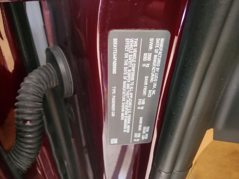 Aukcja sprzedaży 2023 Lucid Motors Air, vin: 50EA1TEA4PA008980, numer aukcji: 67232716