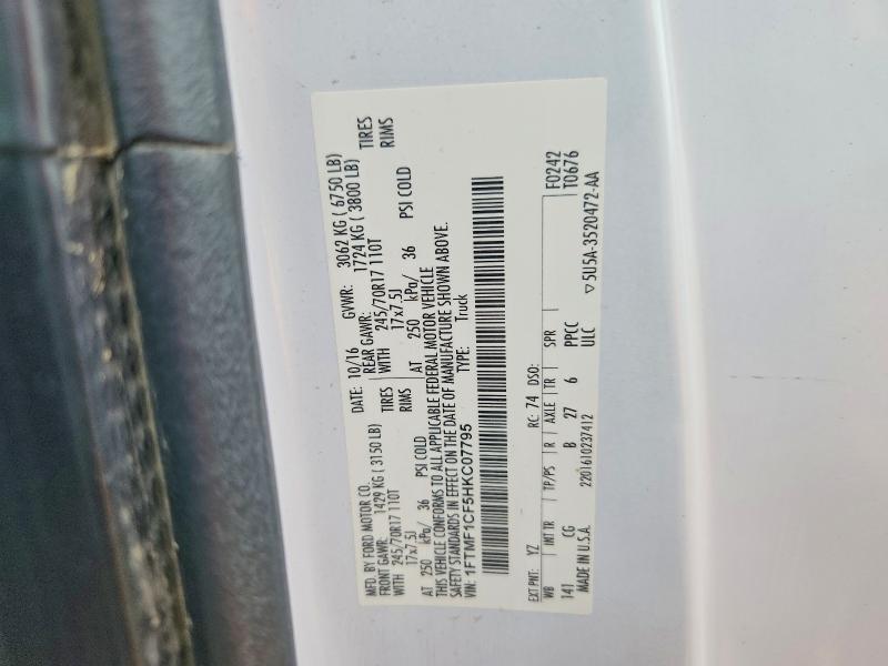 2017 Ford F150 მანქანა იყიდება აუქციონზე, vin: 1FTMF1CF5HKC07795, აუქციონის ნომერი: 64996346