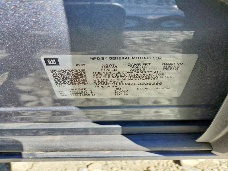 Продаж на аукціоні авто 2020 Chevrolet Traverse, vin: 1GNEVHKW7LJ226386, номер лоту: 68773156