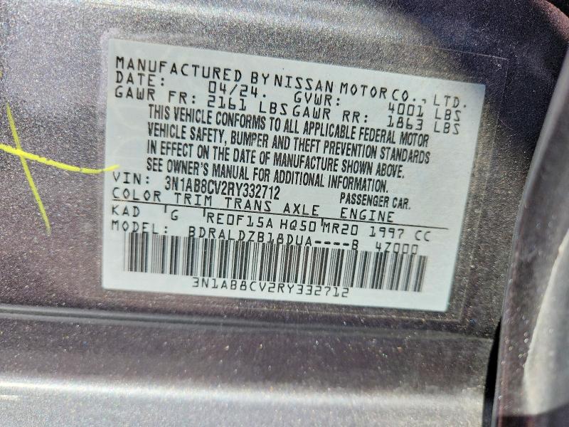 Продажа на аукционе авто 2024 Nissan Sentra, vin: 3N1AB8CV2RY332712, номер лота: 70964866