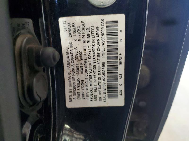 Aukcja sprzedaży 2012 Honda Civic, vin: 2HGFB2F82CH329460, numer aukcji: 68328956