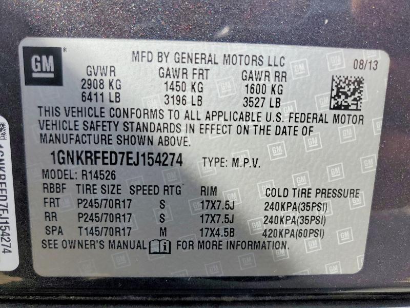 Продажа на аукционе авто 2014 Chevrolet Traverse, vin: 1GNKRFED7EJ154274, номер лота: 69521446