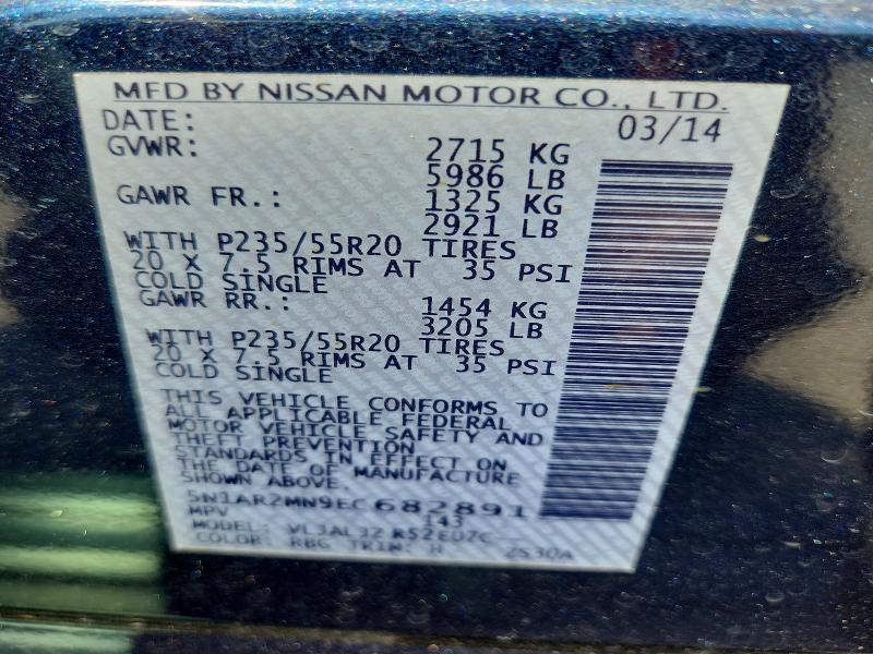 Aukcja sprzedaży 2014 Nissan Pathfinder, vin: 5N1AR2MN9EC682891, numer aukcji: 70150916
