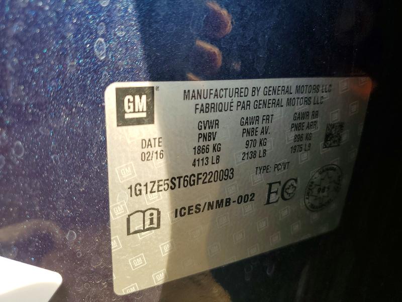 67238256 :رقم المزاد ، 1G1ZE5ST6GF220093 vin ، 2016 Chevrolet Malibu مزاد بيع