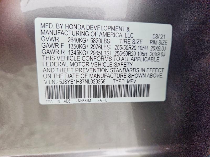 2022 Acura Mdx მანქანა იყიდება აუქციონზე, vin: 5J8YE1H87NL023268, აუქციონის ნომერი: 70125466