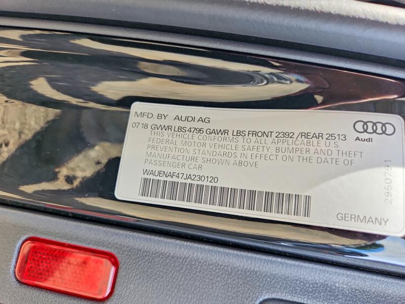 2018 Audi A4 მანქანა იყიდება აუქციონზე, vin: WAUENAF47JA230120, აუქციონის ნომერი: 70142266