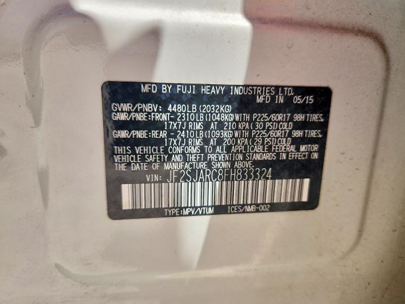 Aukcja sprzedaży 2015 Subaru Forester, vin: JF2SJARC8FH833324, numer aukcji: 67353546