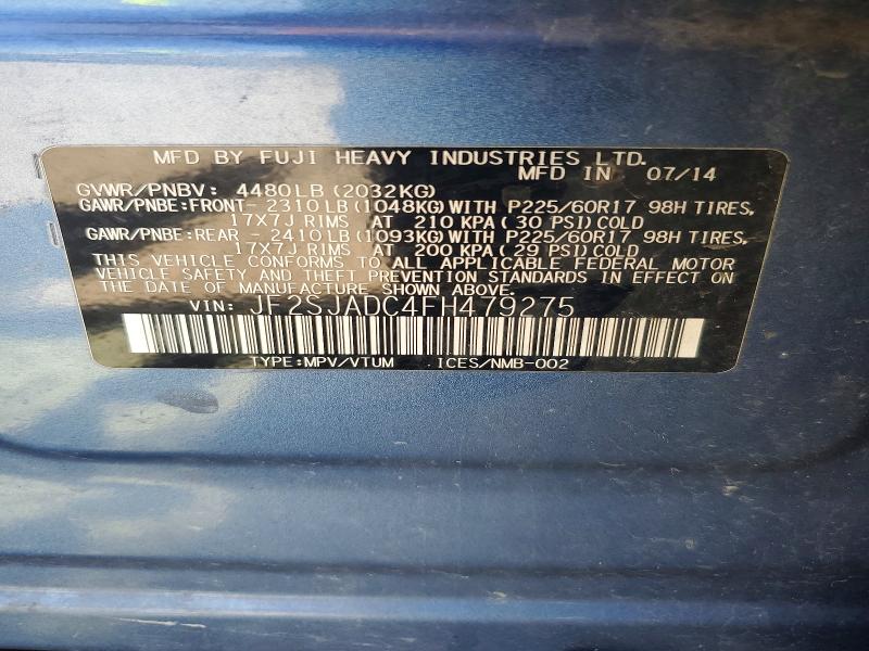 Aukcja sprzedaży 2015 Subaru Forester, vin: JF2SJADC4FH479275, numer aukcji: 67887136