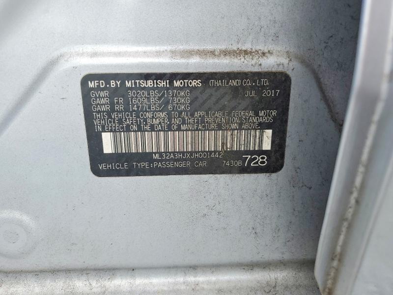 2018 Mitsubishi Mirage მანქანა იყიდება აუქციონზე, vin: ML32A3HJXJH001442, აუქციონის ნომერი: 68449616