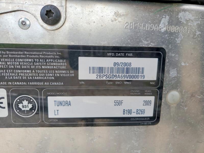 66831396 :رقم المزاد ، 2BPSGD9A69V000019 vin ، 2009 Skidoo Tundra مزاد بيع