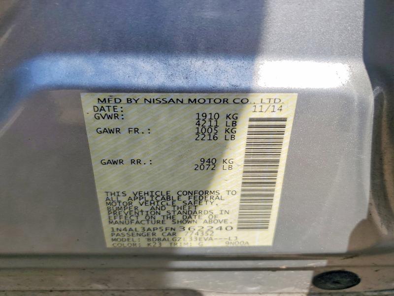 Aukcja sprzedaży 2015 Nissan Altima, vin: 1N4AL3AP5FN362240, numer aukcji: 68689556