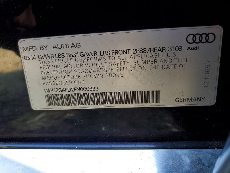 Продажа на аукционе авто 2015 Audi A8, vin: WAU3GAFD2FN000633, номер лота: 66574646