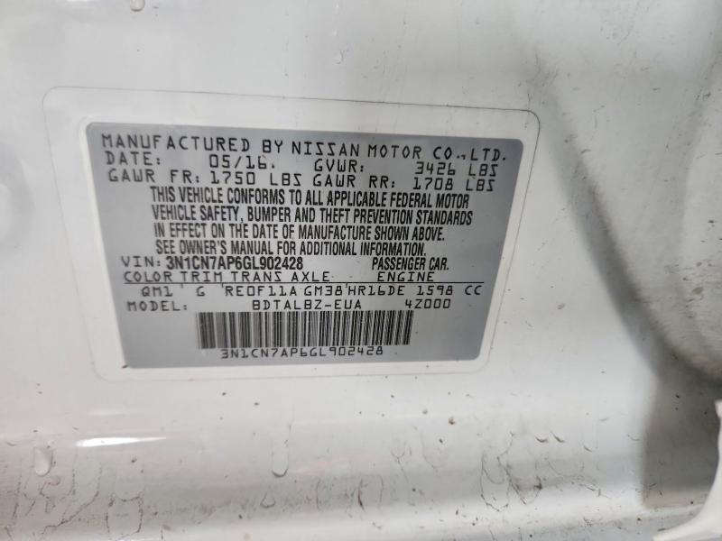 70750256 :رقم المزاد ، 3N1CN7AP6GL902428 vin ، 2016 Nissan Versa مزاد بيع