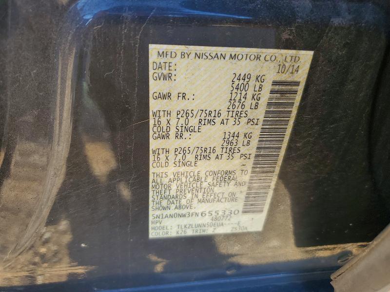 Aukcja sprzedaży 2015 Nissan Xterra, vin: 5N1AN0NW3FN655330, numer aukcji: 68014116