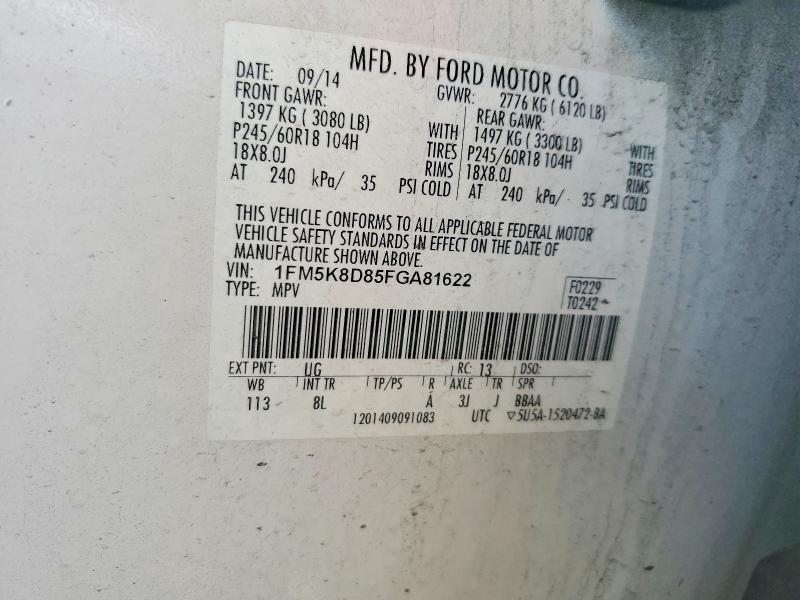 Продаж на аукціоні авто 2015 Ford Explorer, vin: 1FM5K8D85FGA81622, номер лоту: 67932806