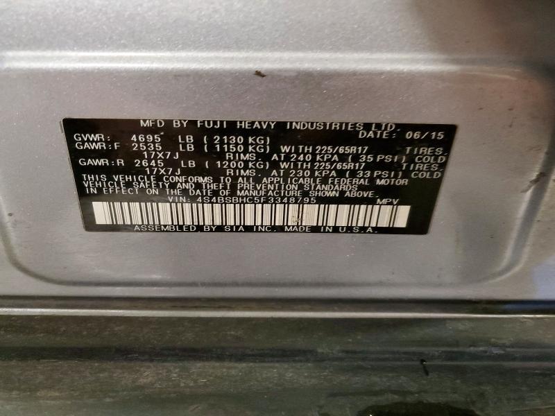 Aukcja sprzedaży 2015 Subaru Outback, vin: 4S4BSBHC5F3348795, numer aukcji: 67501686