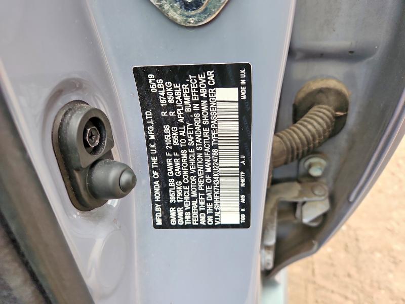 Aukcja sprzedaży 2019 Honda Civic, vin: SHHFK7H34KU224788, numer aukcji: 67304256