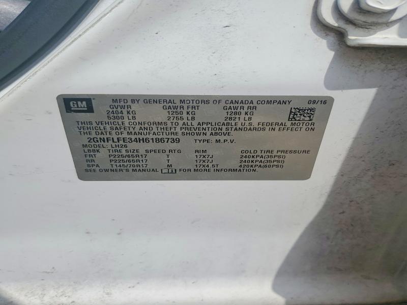59091636 :رقم المزاد ، 2GNFLFE34H6186739 vin ، 2017 Chevrolet Equinox مزاد بيع