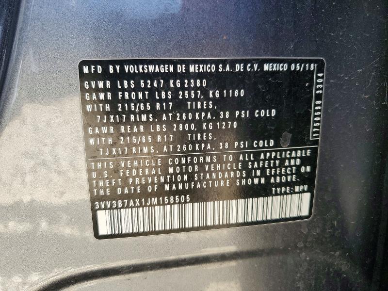 Продаж на аукціоні авто 2018 Volkswagen Tiguan, vin: 3VV3B7AX1JM158505, номер лоту: 70331996