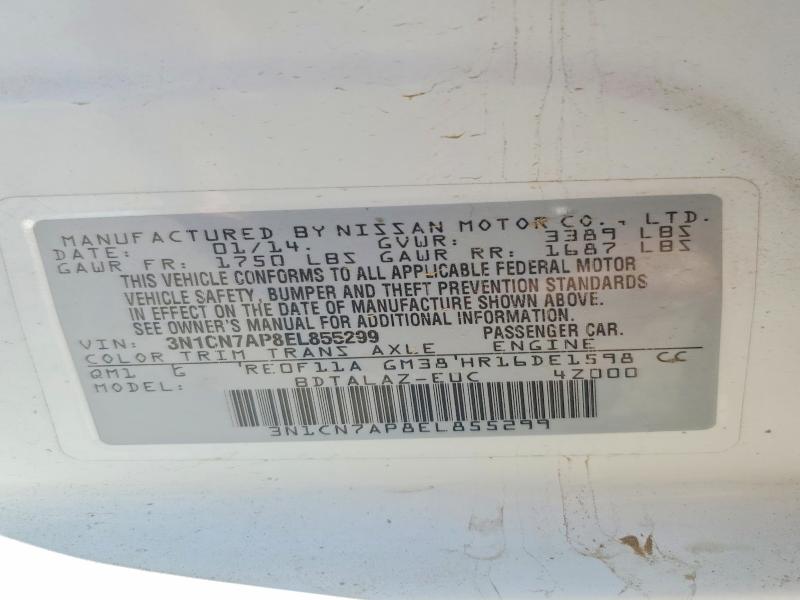 69945336 :رقم المزاد ، 3N1CN7AP8EL855299 vin ، 2014 Nissan Versa مزاد بيع