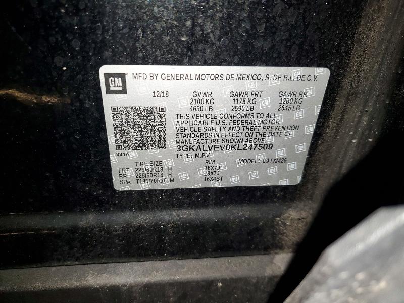 Aukcja sprzedaży 2019 Gmc Terrain, vin: 3GKALVEV0KL247509, numer aukcji: 69608706
