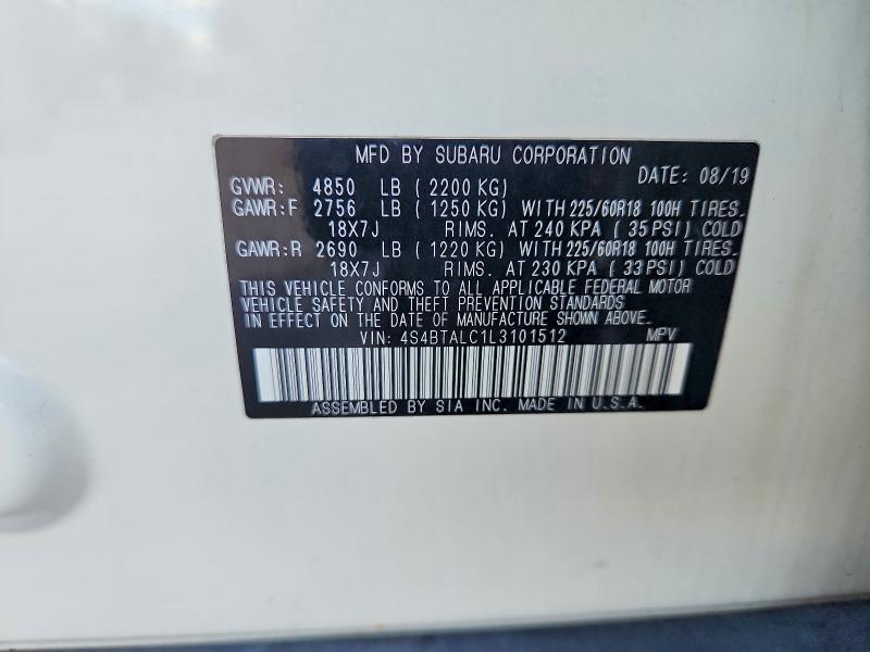 Продажа на аукционе авто 2020 Subaru Outback, vin: 4S4BTALC1L3101512, номер лота: 67981486