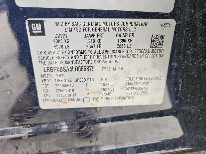Продажа на аукционе авто 2020 Buick Envision, vin: LRBFXBSA4LD066375, номер лота: 68845976