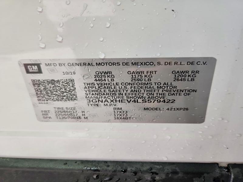 Aukcja sprzedaży 2020 Chevrolet Equinox, vin: 3GNAXHEV4LS579422, numer aukcji: 69937366