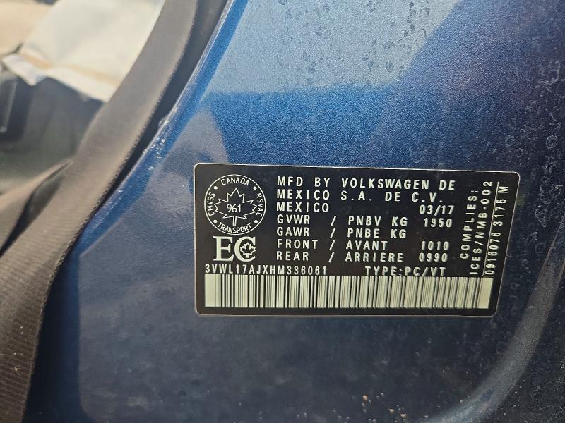 65643256 :رقم المزاد ، 3VWL17AJXHM336061 vin ، 2017 Volkswagen Jetta مزاد بيع