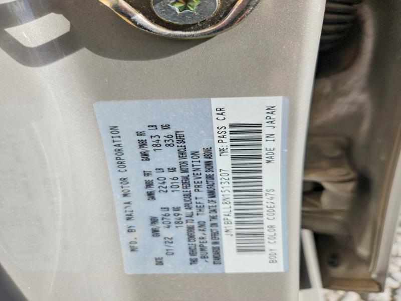 69199156 :رقم المزاد ، JM1BPALL8N1513207 vin ، 2022 Mazda 3 مزاد بيع