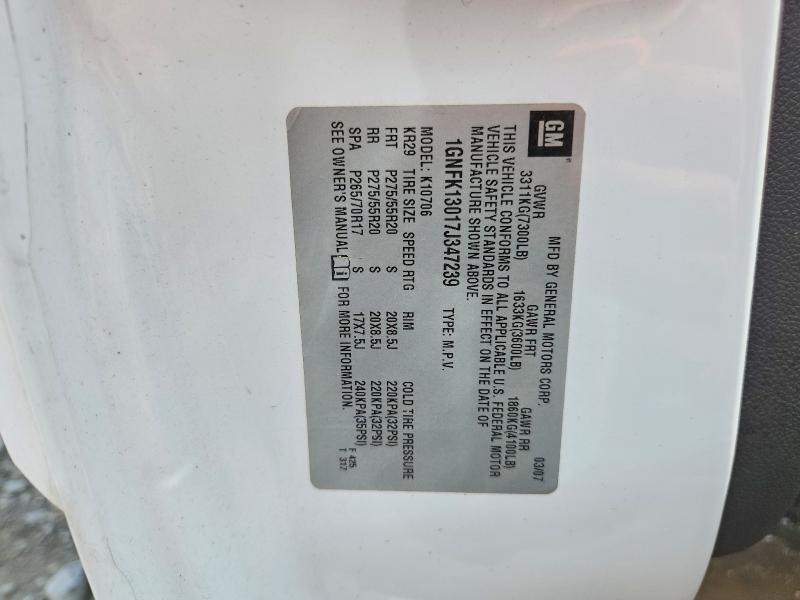 66885756 :رقم المزاد ، 1GNFK13017J347239 vin ، 2007 Chevrolet Tahoe مزاد بيع